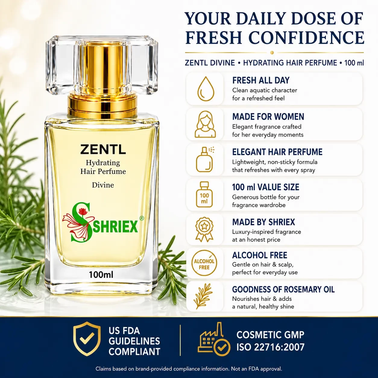 Zentel Divine by shriex unisex long lasting luxury perfume notes