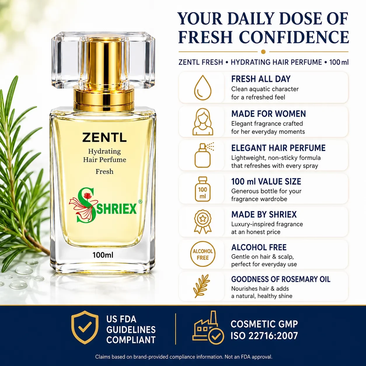 Zentel Fresh by shriex unisex long lasting luxury perfume notes