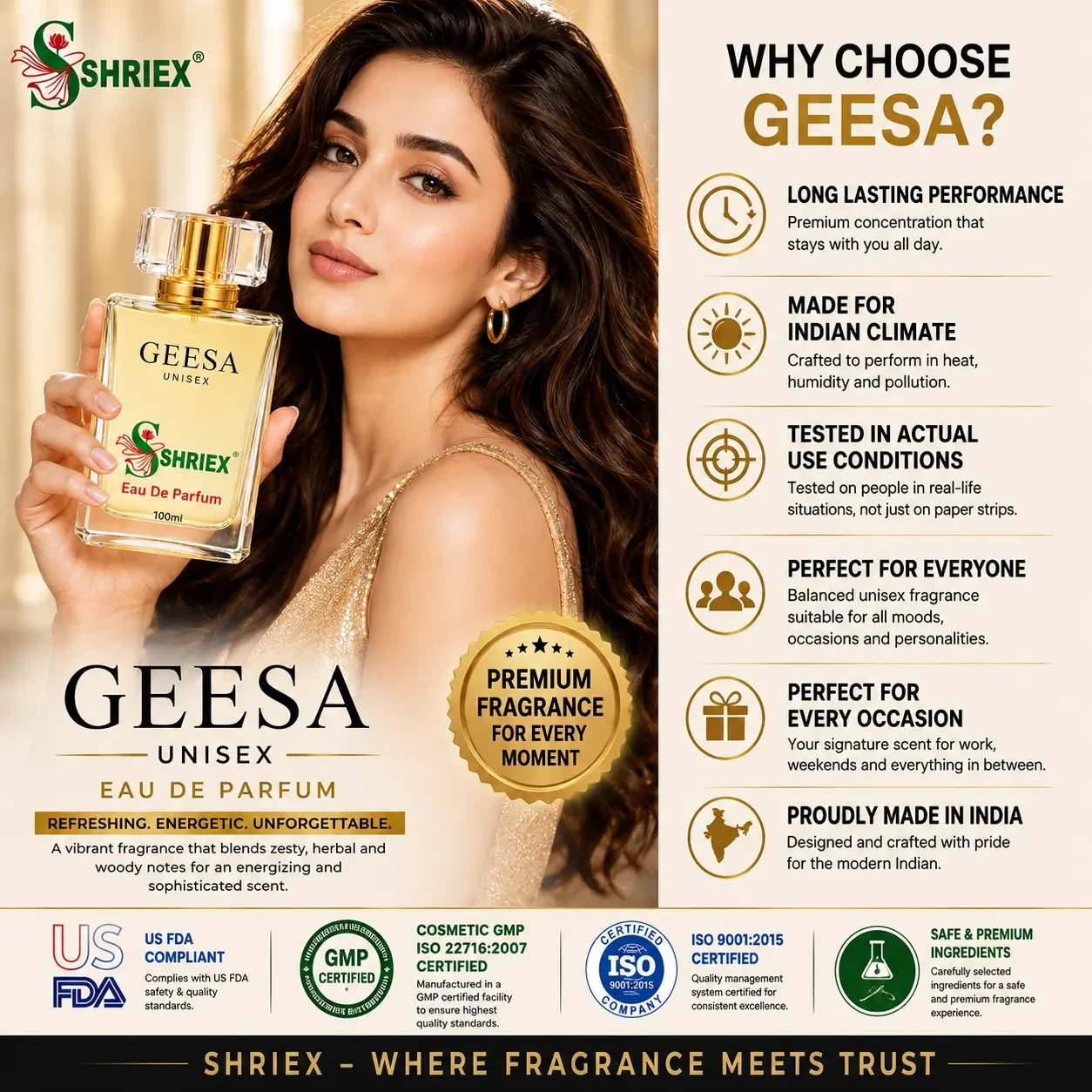 GEESA by shriex unisex long lasting luxury perfume notes
