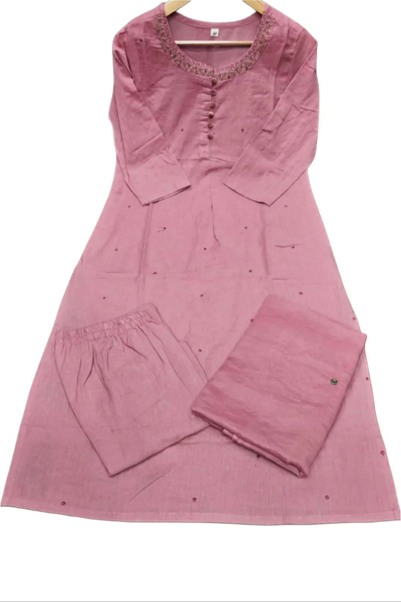 Jaipuri Pink Cotton Flex Kurti Pant Dupatta Set  Jaipur Ethnic Wear for Women Online in India