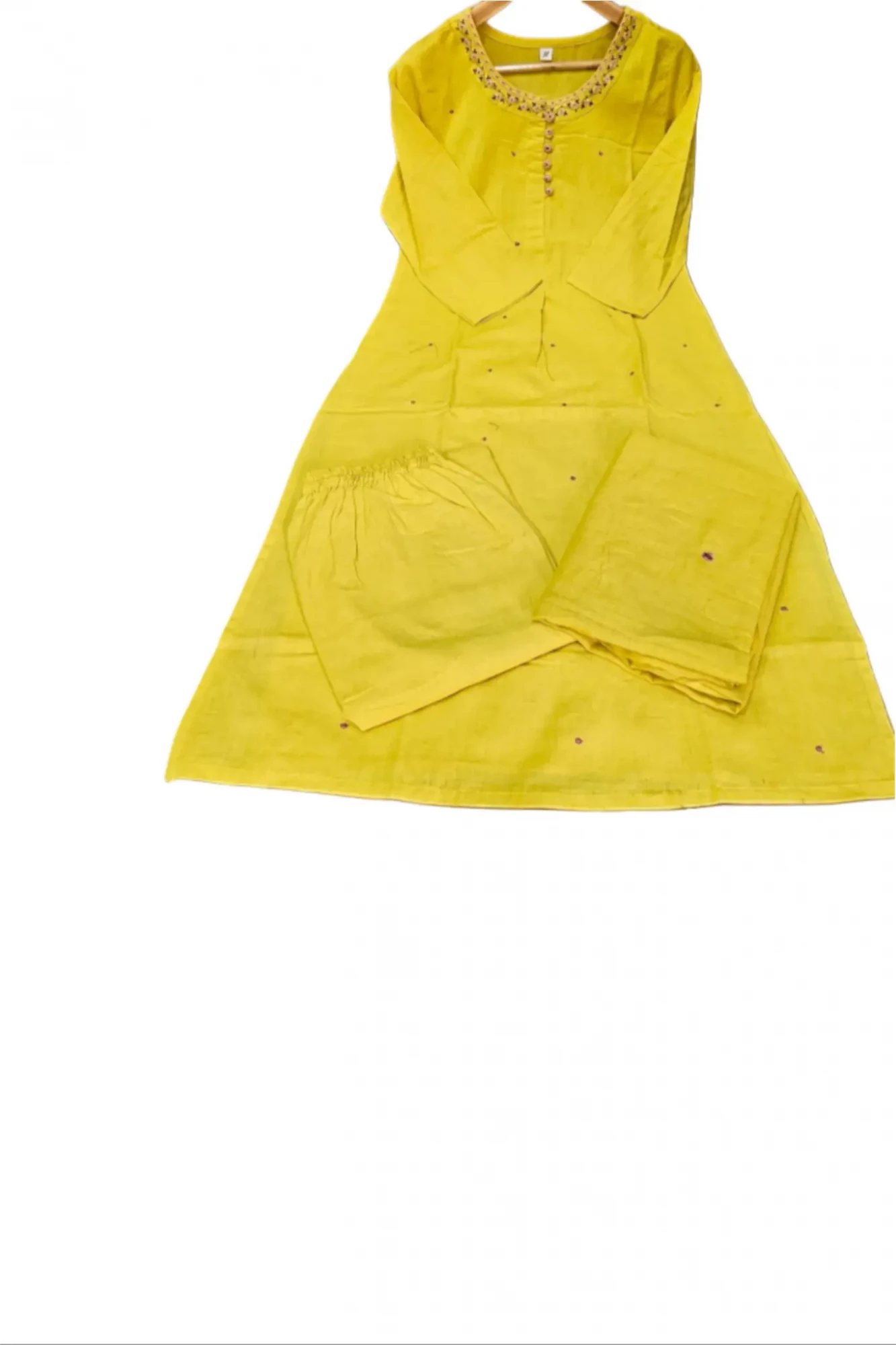 aipuri Yellow Cotton Flex Kurti Pant Dupatta Set  Jaipur Ethnic Womens Suit Online in India