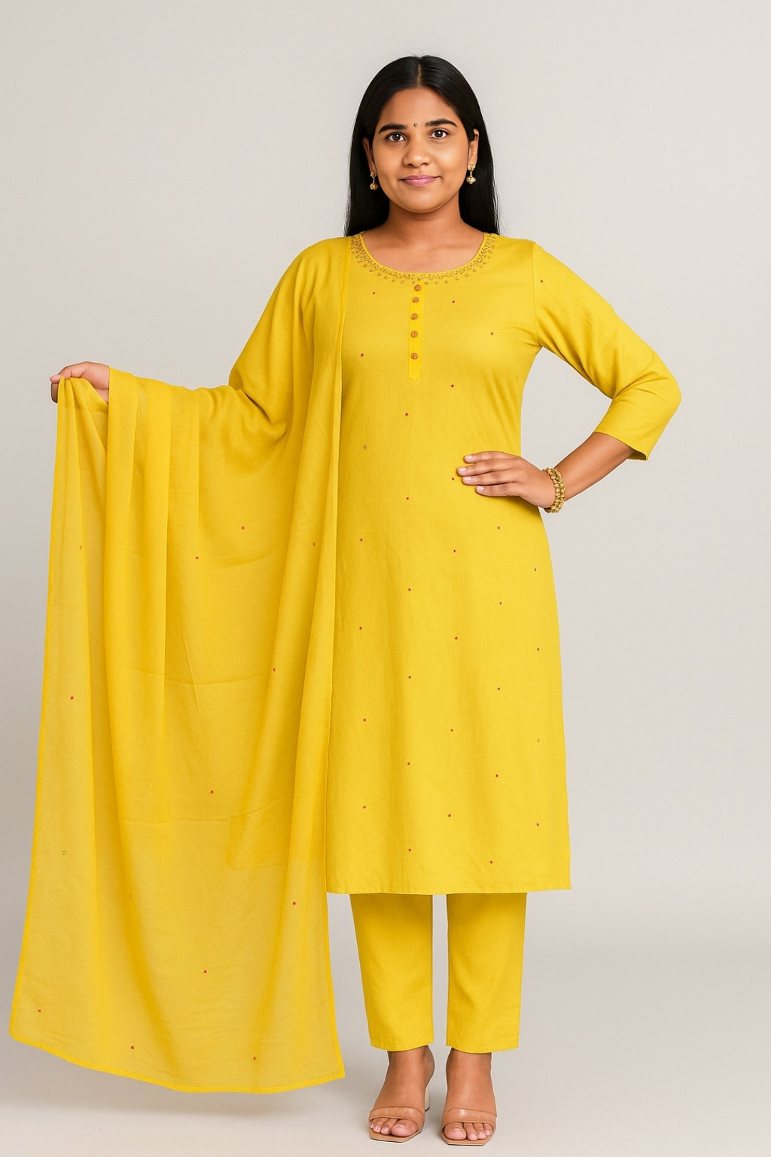 aipuri Yellow Cotton Flex Kurti Pant Dupatta Set Jaipur Ethnic Women039s Suit Online in India