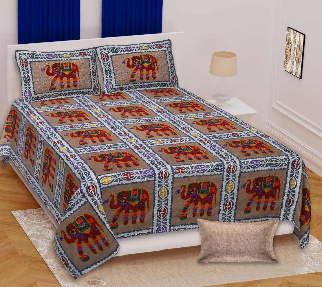 Barmeri Print 100x108 100 Cotton Bedsheet Vibrant Handcrafted Motif Jaipuri Bedsheet