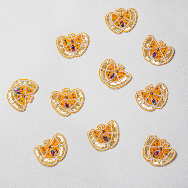 Colorful Beaded Butterfly Patch | Sequin & Threadwork Embroidery Motif for DIY Fashion-( 6 cm x 7.1 cm)(set of 10)