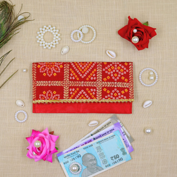 Premium Bandhej Silk Money Envelopes (Set of 11) – Traditional Gifting Shagun Lifafa