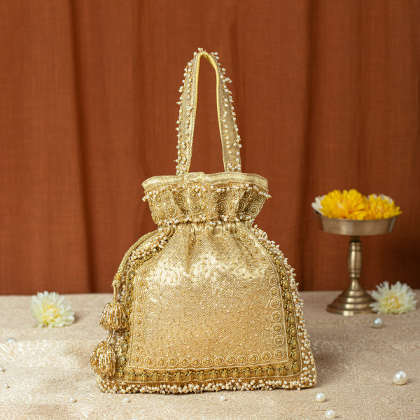 Golden Tissue Turtle Potli Bag