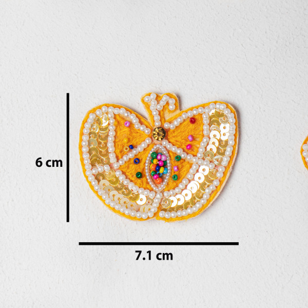 Colorful Beaded Butterfly Patch | Sequin & Threadwork Embroidery Motif for DIY Fashion-( 6 cm x 7.1 cm)(set of 10)