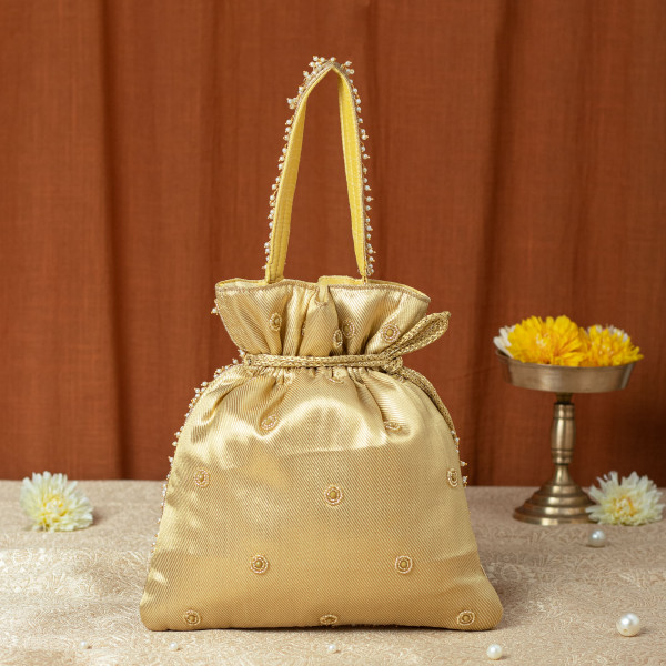 Golden Tissue Turtle Potli Bag