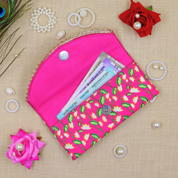 Divine Grace Radha Krishna Designer Shagun Envelopes - Vibrant Floral Print