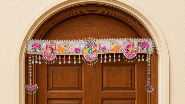 EXCLUSIVE MULTI THREAD GOTA PATTI BEADED RADHA KRISHNA  BANDARWAL TORAN HOME DECORE