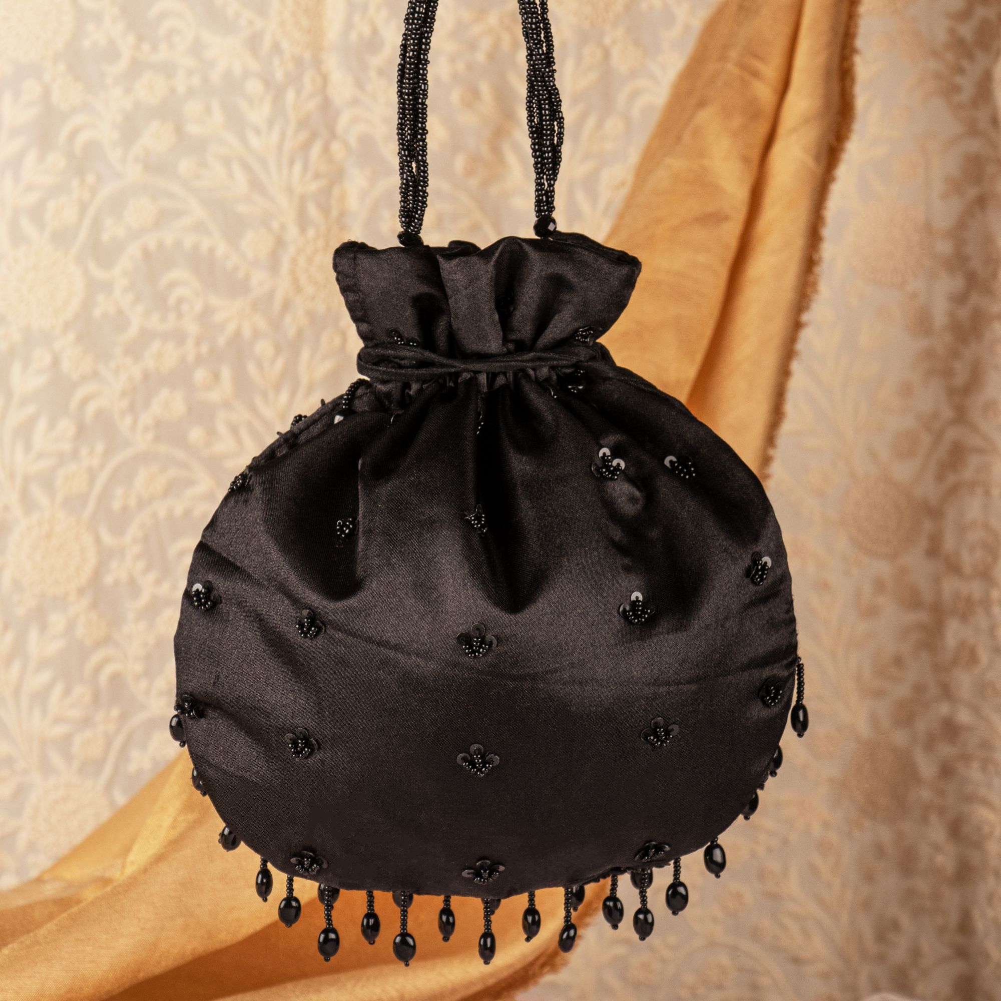 Black MULTI THREAD MEAVY LATKAN POTLI Luxurious Handicraft of