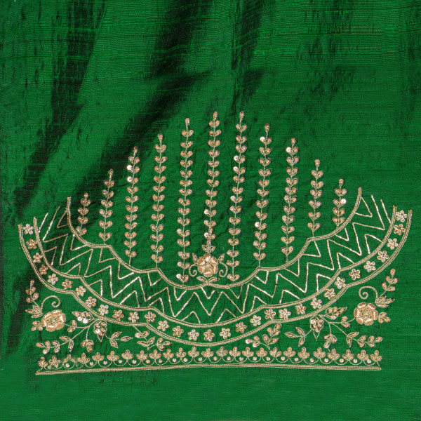 Exquisite Zardozi, Pittan & Aari Work Blouse Fabric – 1 Meter (Green)