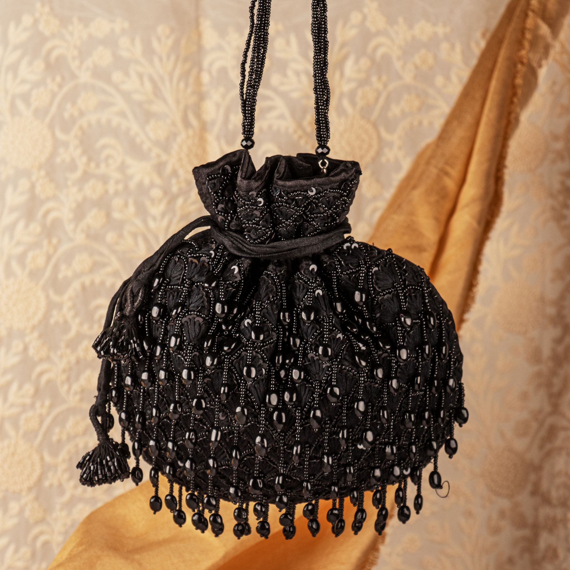 Black MULTI THREAD MEAVY LATKAN POTLI Luxurious Handicraft of