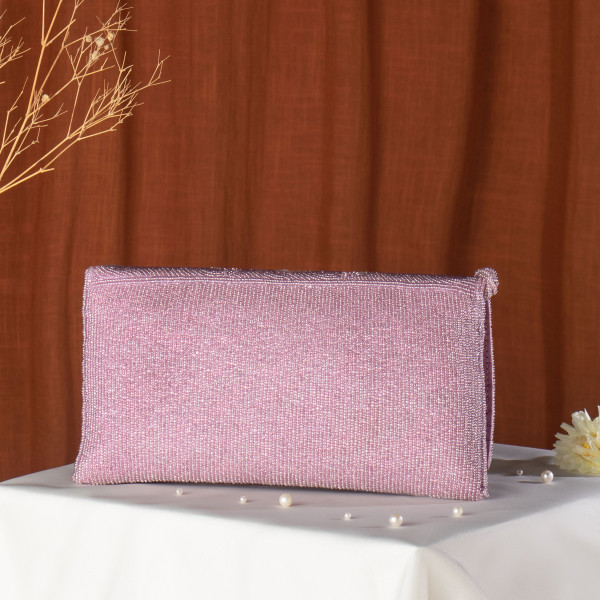 Lavender Embellished Evening Clutch Bag with Chain Strap