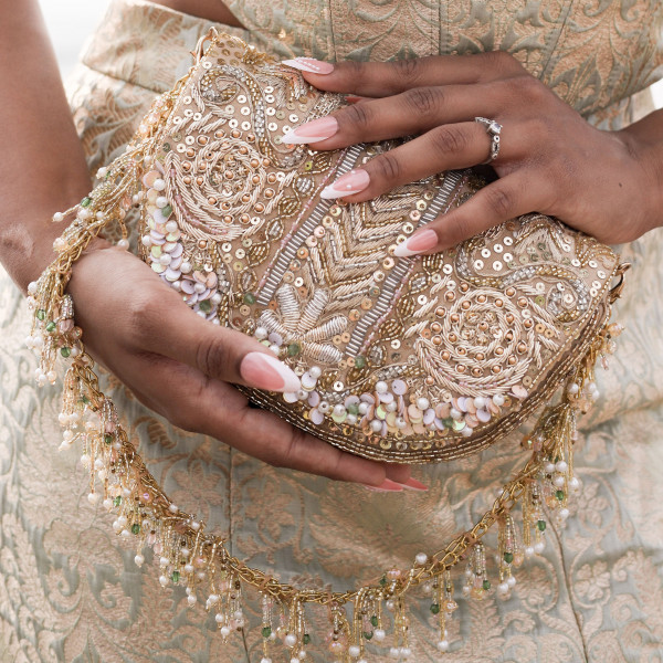 Royal Gold Heavily Embroidered Multi-Color Evening Clutch Bag