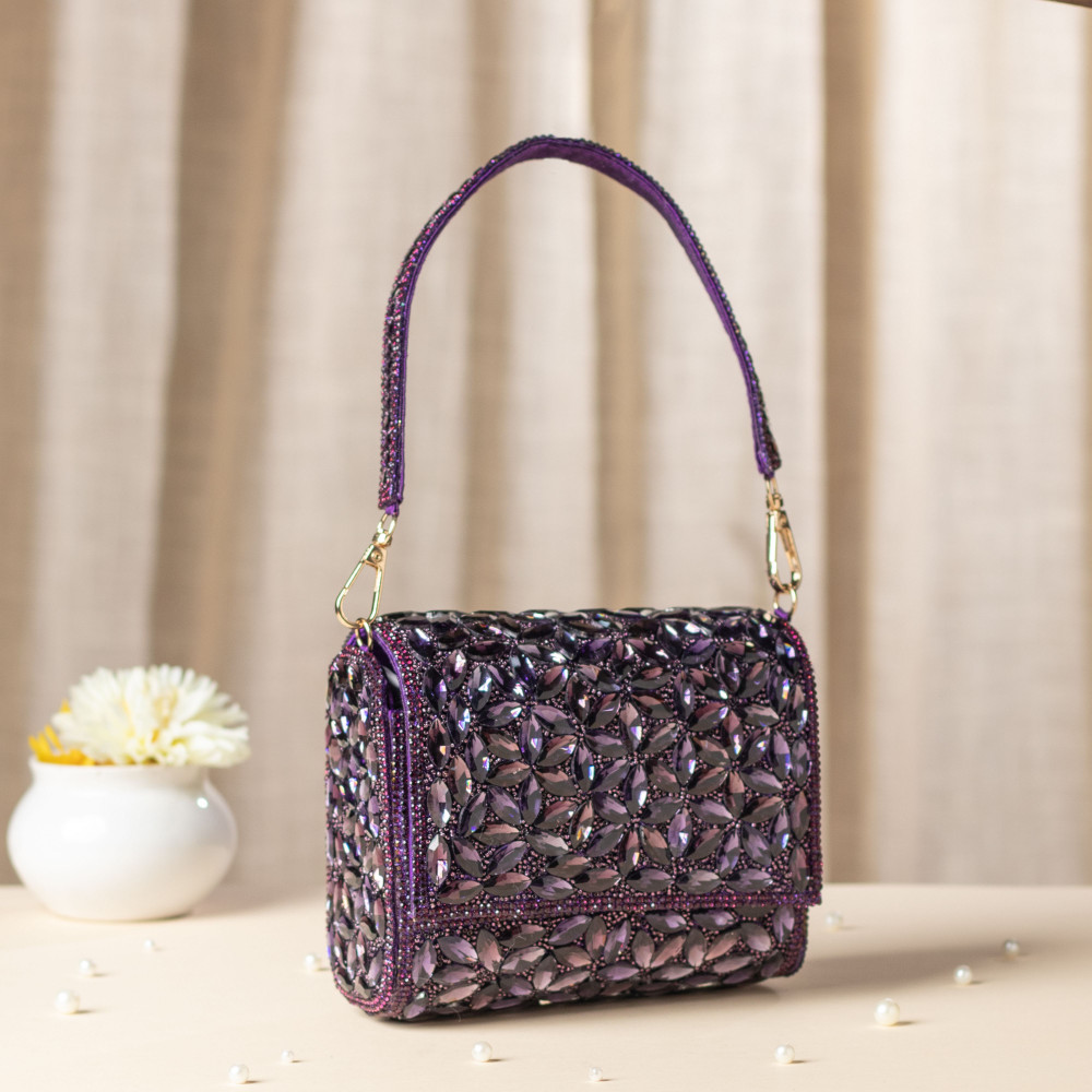 Image of Luxury Wine Crystal Evening Clutch - Bridal &amp; Party Handbag