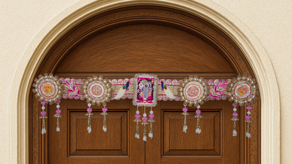 ELEGANT MULTI COLORED MOTIFS INDIAN GOLD SHRINAH JI BANDARWAL TORAN HOME DECOR