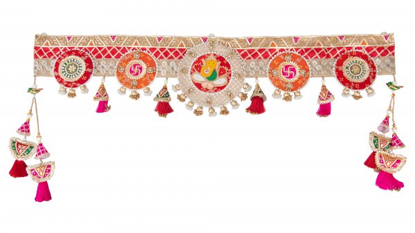 exclusive handmade traditional multi color ganpati ji texture bandarwal toran wall hanging