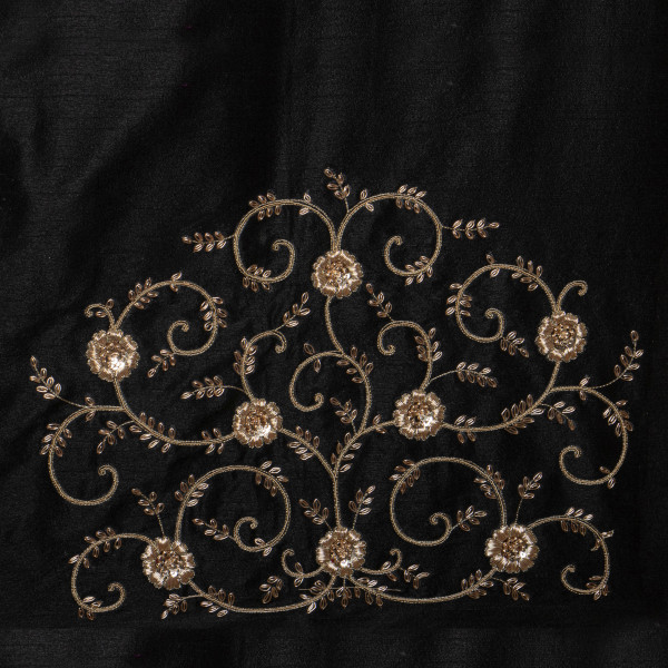 Black Premium Hand Zardozi & Hand Embroidered Blouse Fabric – 1 Meter Unstitched Boutique Piece