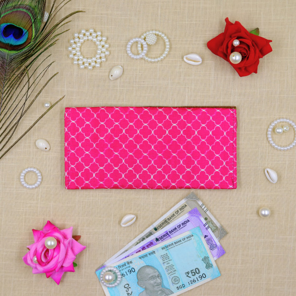Vibrant Pink Traditional Print Cash Envelope | Premium Shagun Lifafa