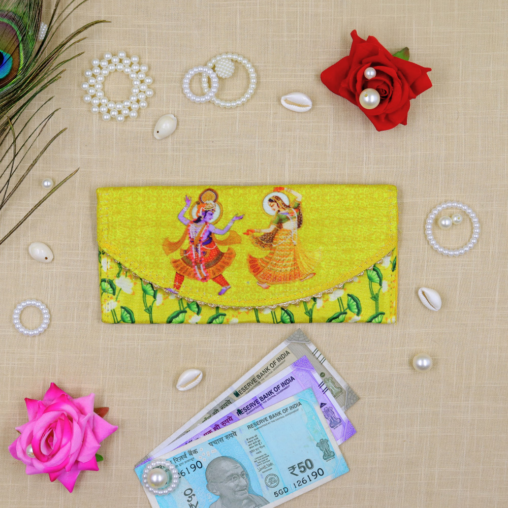 Image of Divine Radha Krishna Cash Envelope | Premium Festive Shagun Lifafa
