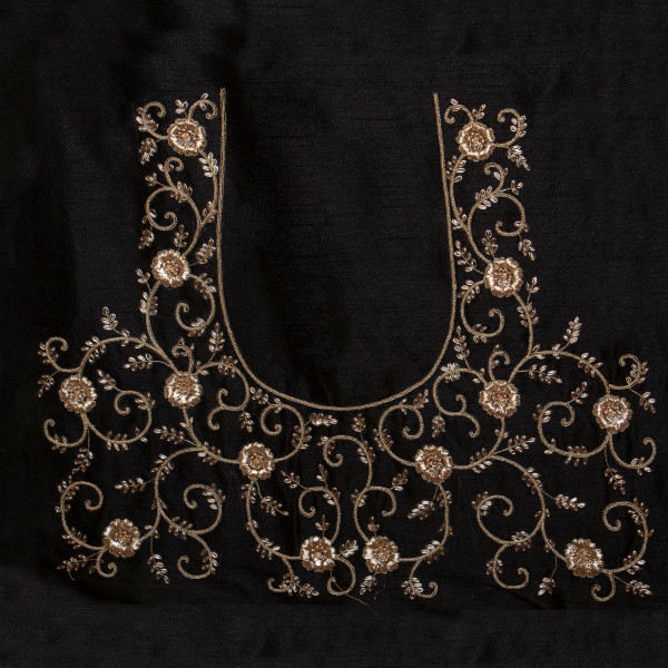 Black Premium Hand Zardozi & Hand Embroidered Blouse Fabric – 1 Meter Unstitched Boutique Piece