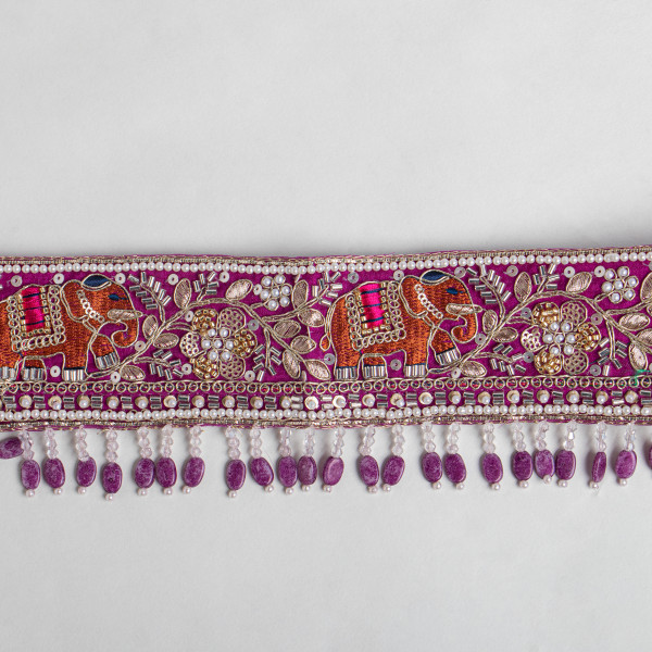 Embroidered Waist Belt for Women | Katdana & Bead Handcrafted Stretchable Belt making it a versatile piece for sarees, lehengas, gowns