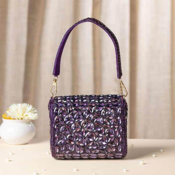 Luxury Wine Crystal Evening Clutch - Bridal & Party Handbag