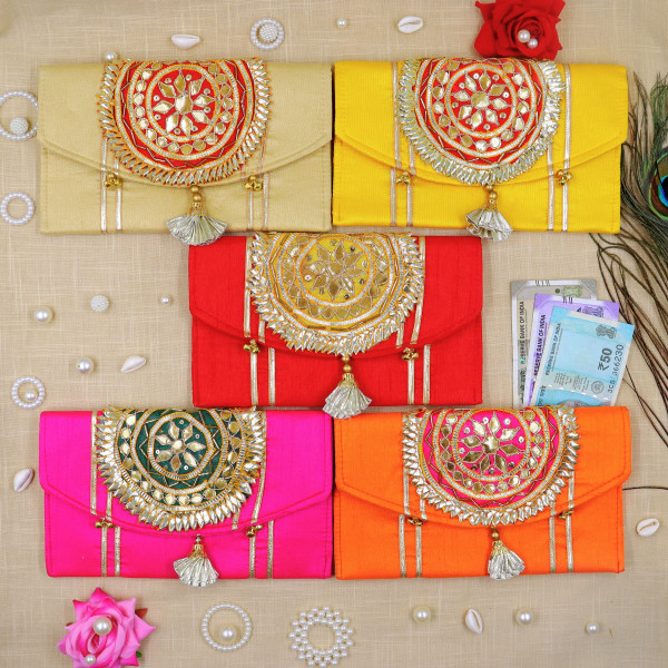 Handcrafted Gota Motif Tassel Money Envelope – Luxury Shagun Lifafa for Weddings & Festivals
