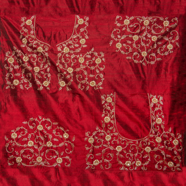 Marron Premium Hand Zardozi & Hand Embroidered Blouse Fabric – 1 Meter Unstitched Boutique Piece