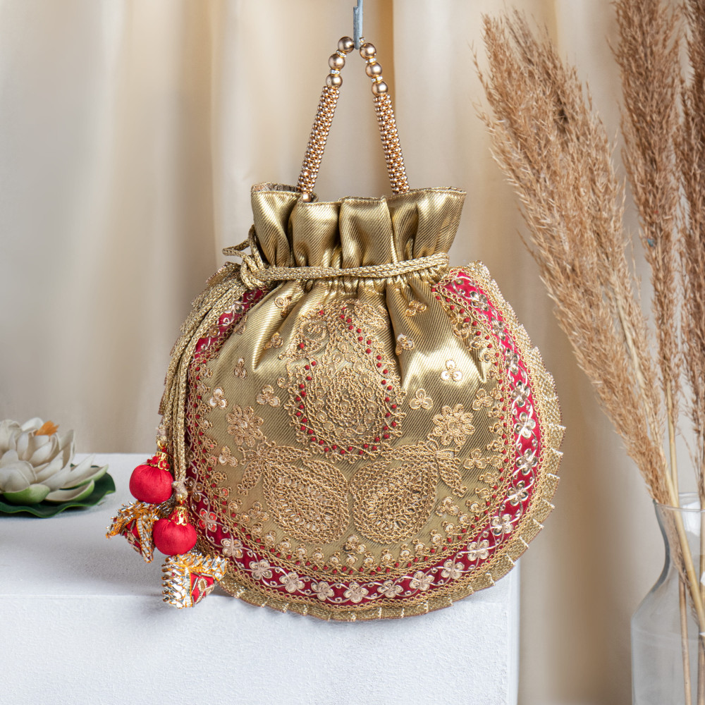 Image of Golden Tissue Marodi Potli Bag
