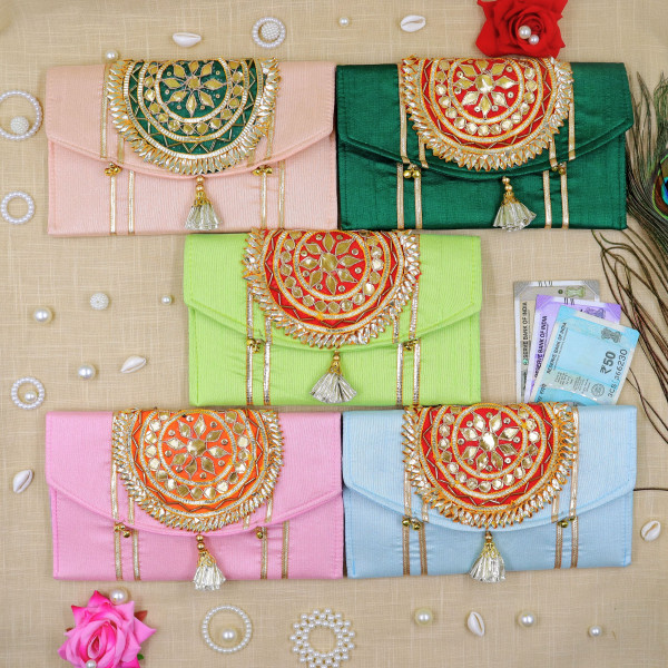Handcrafted Gota Motif Tassel Money Envelope – Luxury Shagun Lifafa for Weddings & Festivals