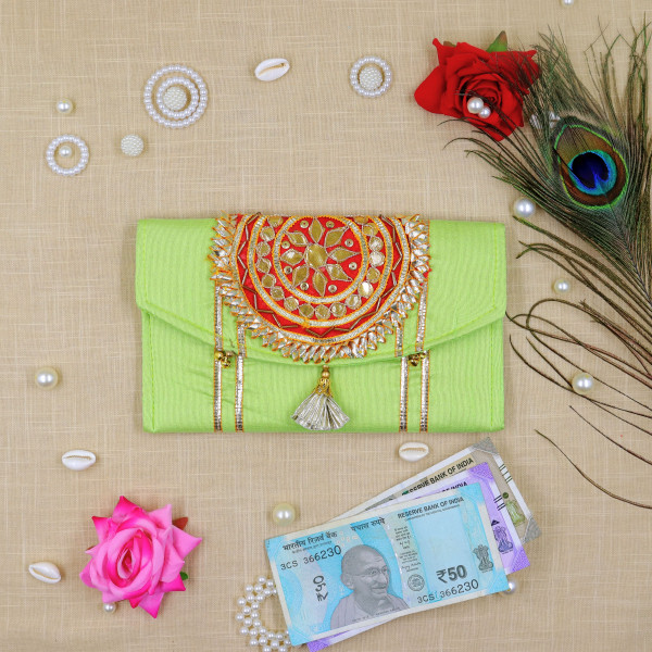 Handcrafted Gota Motif Tassel Money Envelope – Luxury Shagun Lifafa for Weddings & Festivals