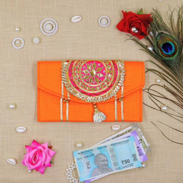Handcrafted Gota Motif Tassel Money Envelope – Luxury Shagun Lifafa for Weddings & Festivals