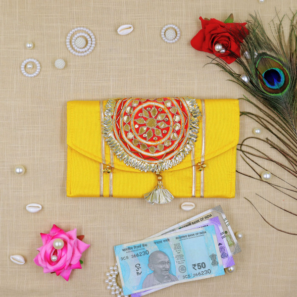 Handcrafted Gota Motif Tassel Money Envelope – Luxury Shagun Lifafa for Weddings & Festivals