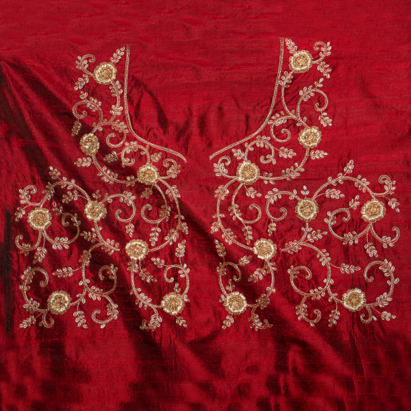 Marron Premium Hand Zardozi & Hand Embroidered Blouse Fabric – 1 Meter Unstitched Boutique Piece