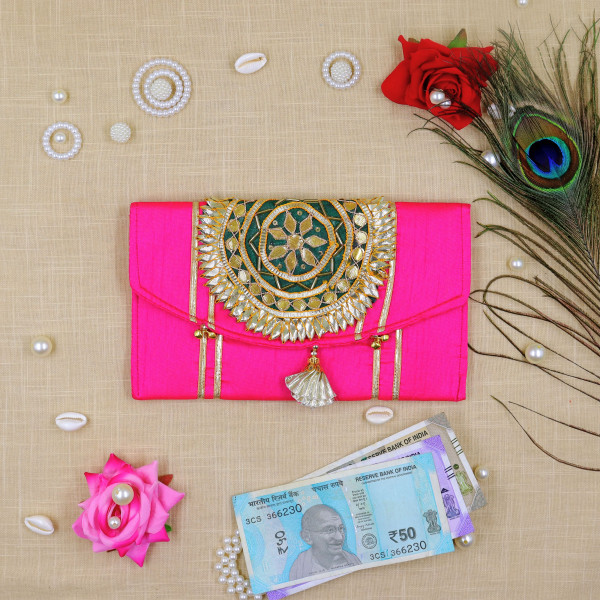 Handcrafted Gota Motif Tassel Money Envelope – Luxury Shagun Lifafa for Weddings & Festivals