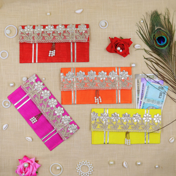 Handcrafted Gota Patti Money Envelopes | Elegant Shagun Lifafa