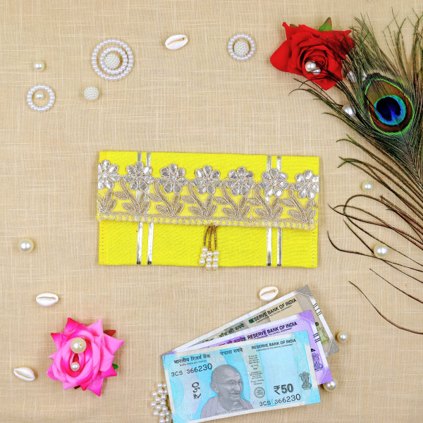 Handcrafted Gota Patti Money Envelopes | Elegant Shagun Lifafa