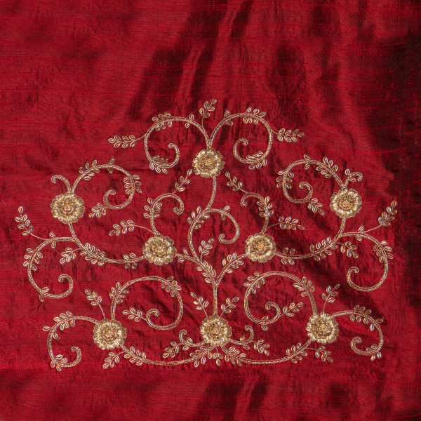 Marron Premium Hand Zardozi & Hand Embroidered Blouse Fabric – 1 Meter Unstitched Boutique Piece