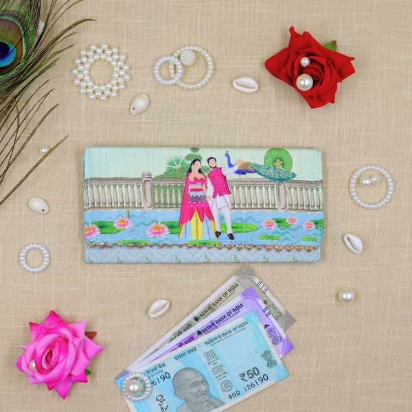 Handcrafted Bride & Groom Printed Money Envelope | Luxury Shagun Lifafa for Weddings