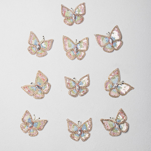 Handcrafted Multicolor Sequin & Beaded Butterfly Patch | Premium Embroidery DIY Motif for Fashion, Kidswear, Ethnic Wear, Craft Projects & Accessories (6.6 x 6.1 cm)