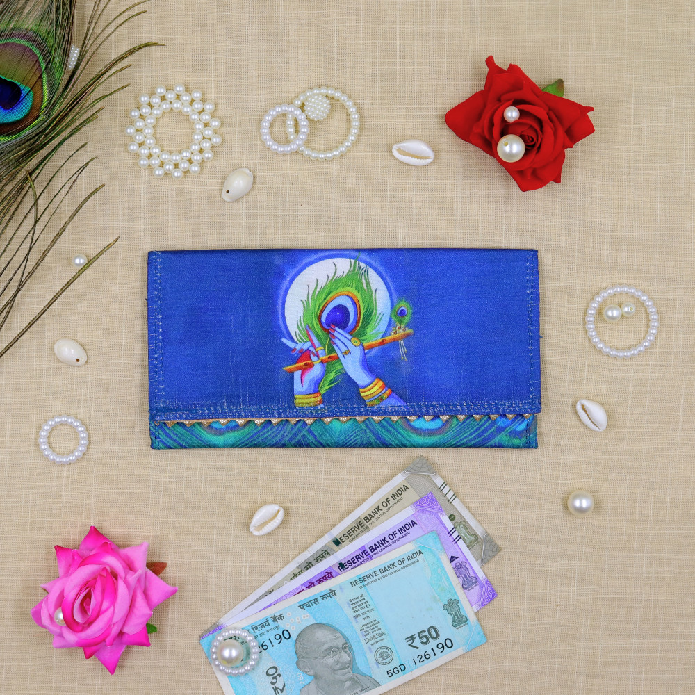 Image of Morpankhi Peacock Print Cash Envelope – Traditional Shagun Cover