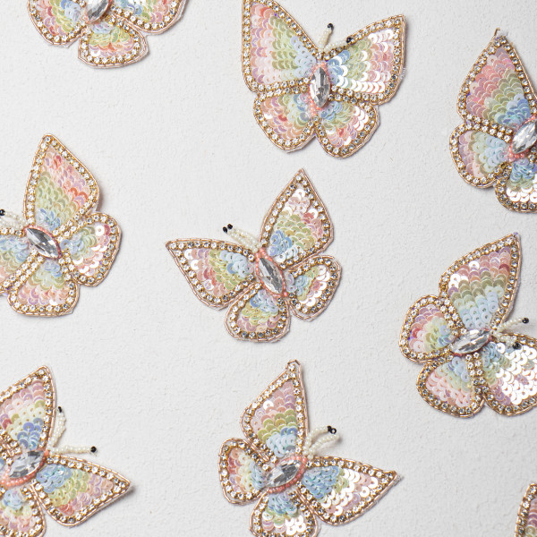 Handcrafted Multicolor Sequin & Beaded Butterfly Patch | Premium Embroidery DIY Motif for Fashion, Kidswear, Ethnic Wear, Craft Projects & Accessories (6.6 x 6.1 cm)
