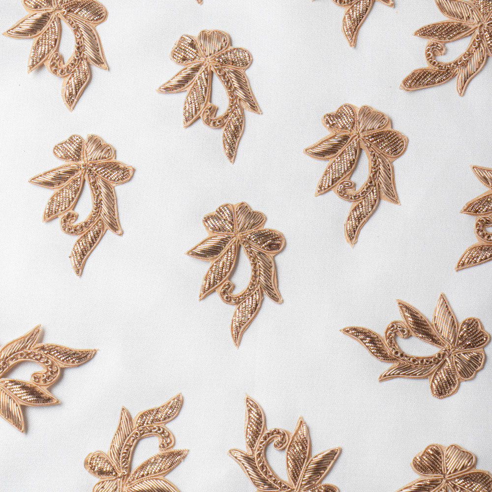 Image of Gold Zardozi Patch Set | Traditional Embroidery Applique for Bridal Wear, Lehengas, Sarees, Blouses &amp; Potli Bags | Luxury Couture Zardozi Add-On for Boutiques &amp; Designers (SET OF 10)