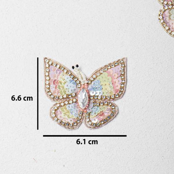 Handcrafted Multicolor Sequin & Beaded Butterfly Patch | Premium Embroidery DIY Motif for Fashion, Kidswear, Ethnic Wear, Craft Projects & Accessories (6.6 x 6.1 cm)
