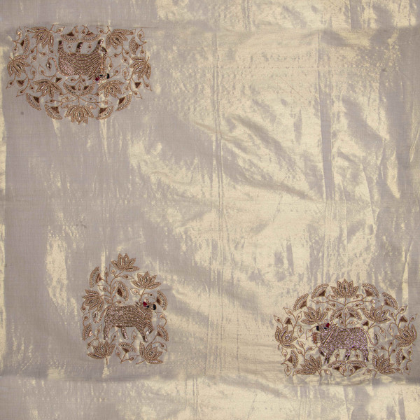 Ethnic Wedding Cow Pichwai Dori Marodi Embroidered Gold Blouse Fabric