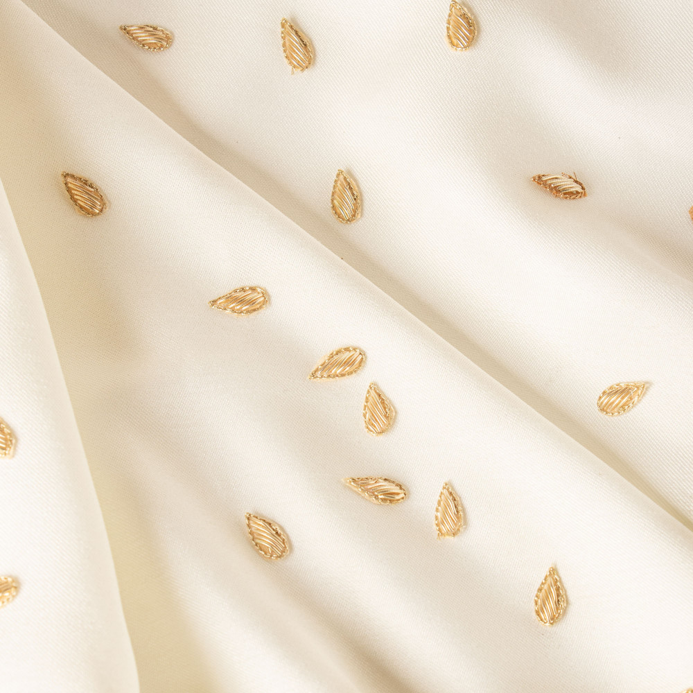 Image of Zardozi Applique Leaf Motif – Gold &amp; Antique Gold