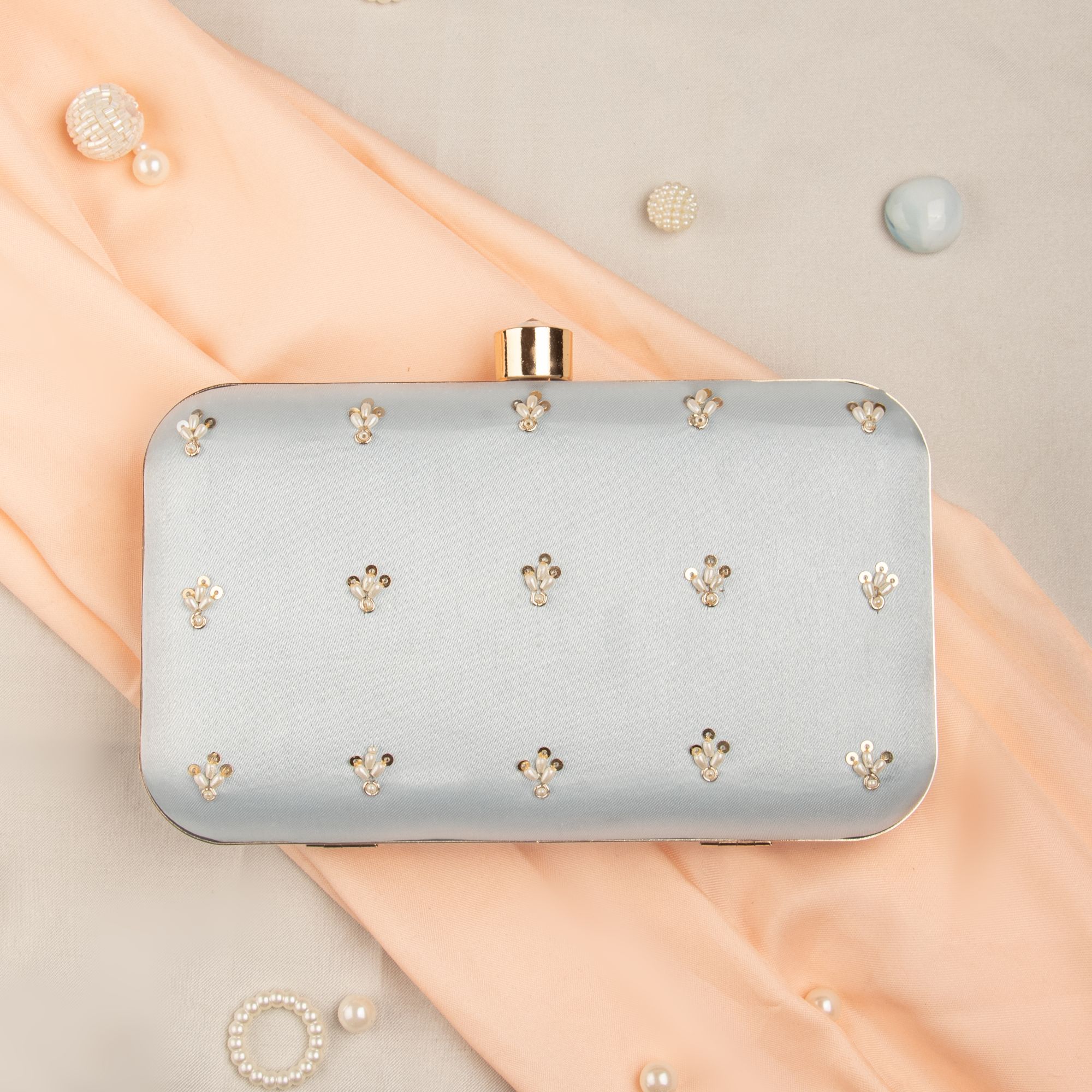 SKY BLUE silk wedding clutch bride purse beautiful zardosi