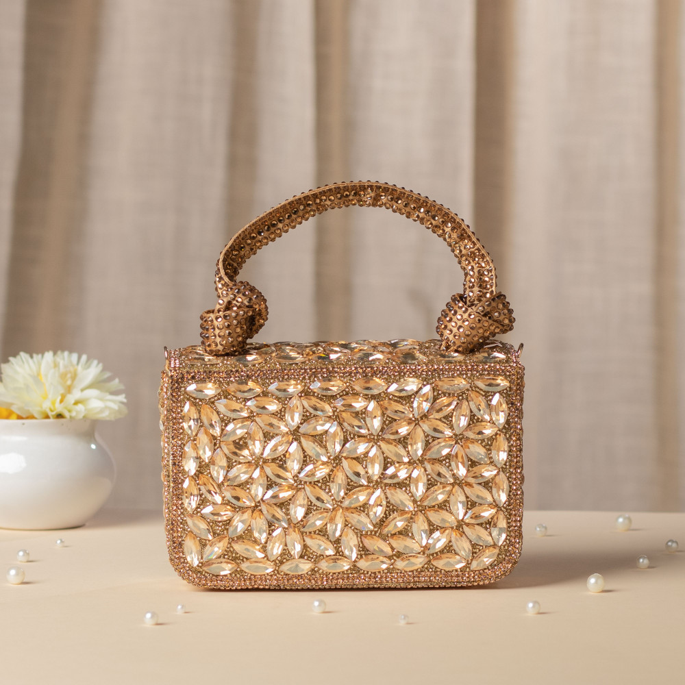 Image of Golden Crystal Clutch Bag